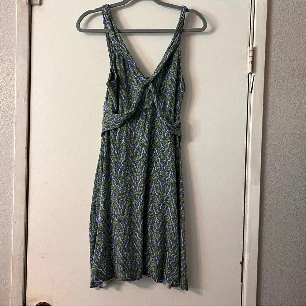 Free People Vintage Artsy Dress 90's Y2K Green Blue Small Boho Printed Festival